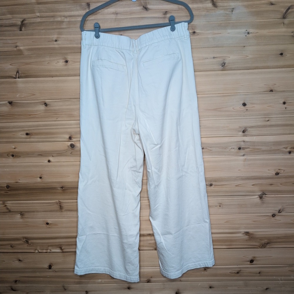 American Eagle Cream Wide Leg High Rise Stretch Pants Womens 16 Regular 5279 - Picture 3 of 9